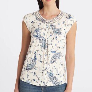 Daniel Rainn Brinn Scoop Neck Pleat Detail Knit Top